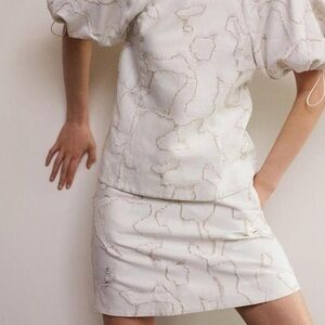 COS Sz 8 Textured White Cotton Linen Blend Short Skirt